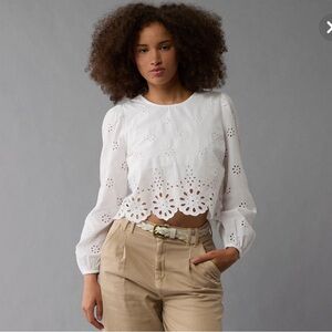 AE Long-Sleeve High Neck Crop Тор